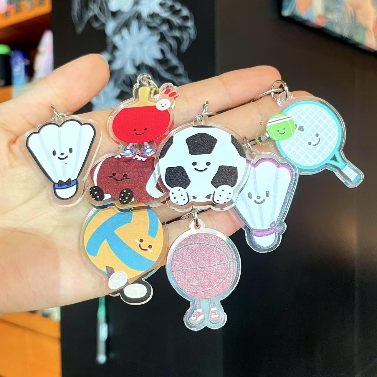 可爱羽毛球网球排球足球篮球乒乓球橄榄球钥匙扣耳机挂件小礼品